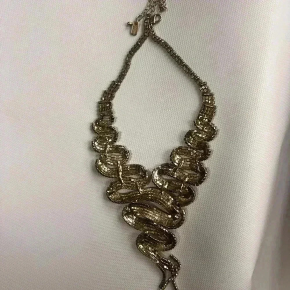 Vintage Rhinestone diamond Snake Bling Mesh Chain choker Necklace 53g - Picture 9 of 13